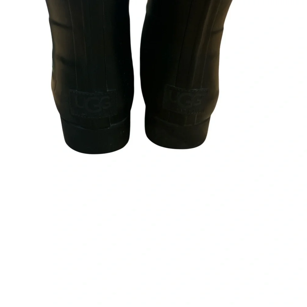 UGG Australia Plaid Rain Boots Womens Size 8 Waterproof Tall Wellies Black